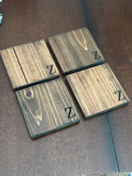 Engraved Initial Coaster Set