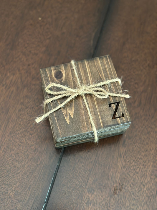 Engraved Initial Coaster Set
